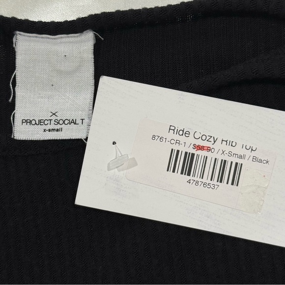 Project Social T Black Bell Sleeve Sweater XS Oversized Lettuce Trim Whimsigoth - Picture 5 of 9